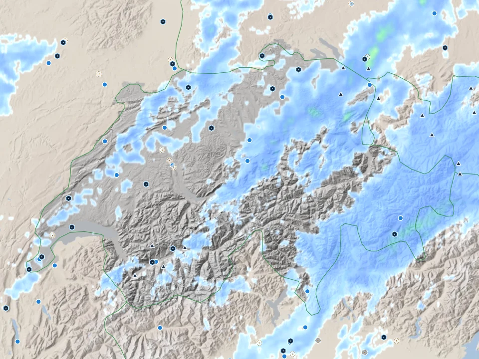 Pioggia osservata dal radar sulla Svizzera